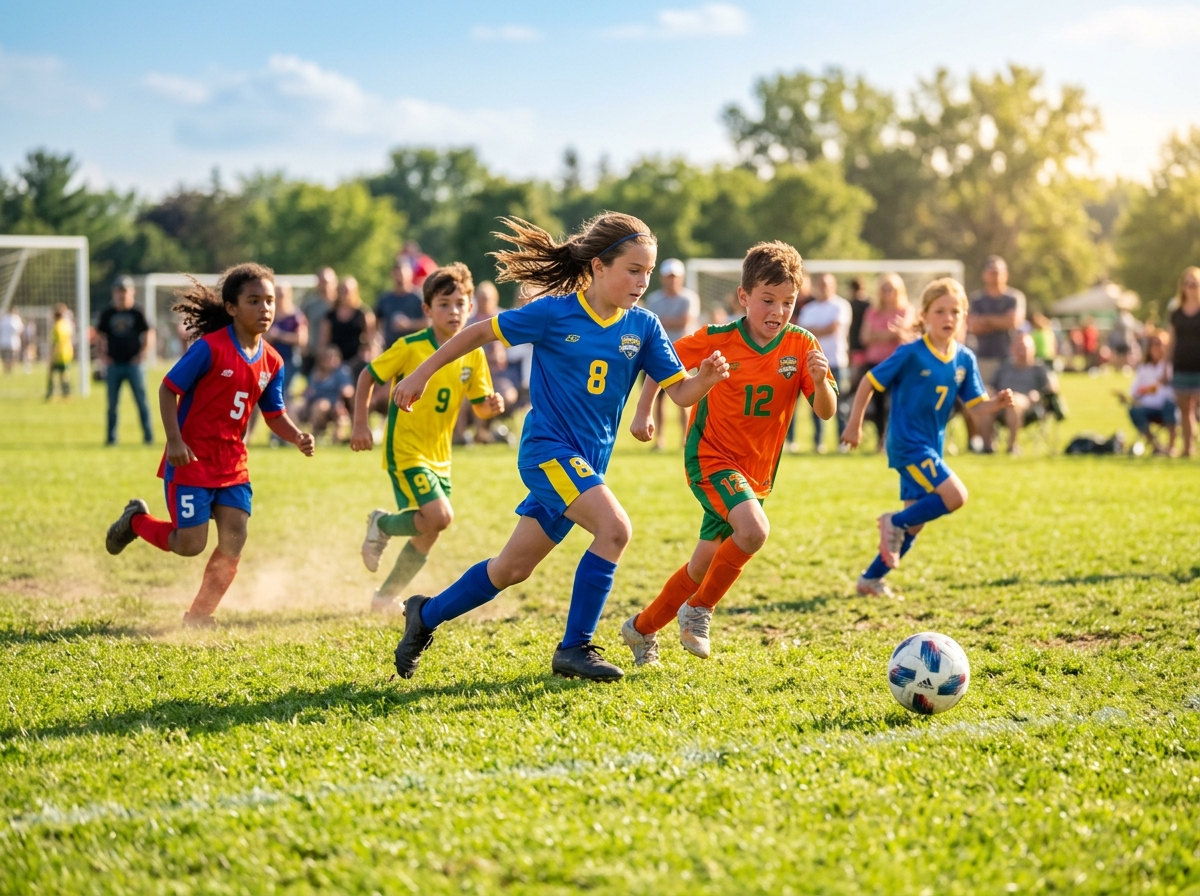 Youth soccer players in action